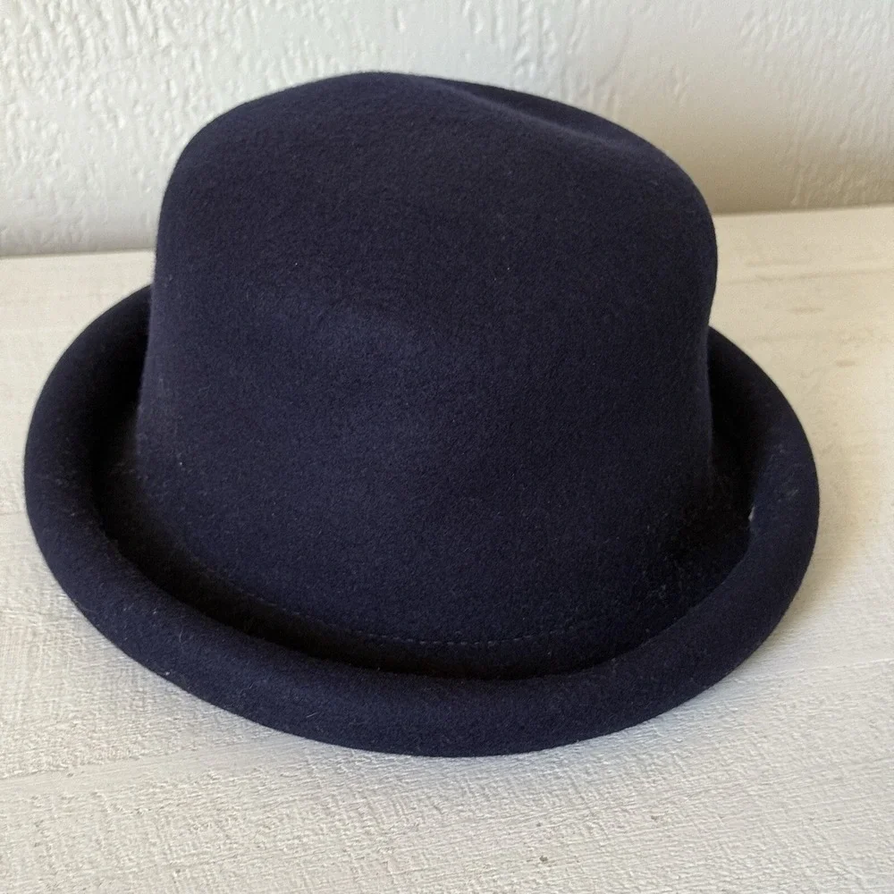 THE LIMITED WOOL WOMENS BUCKET HAT Navy Blue, Made in Italy
